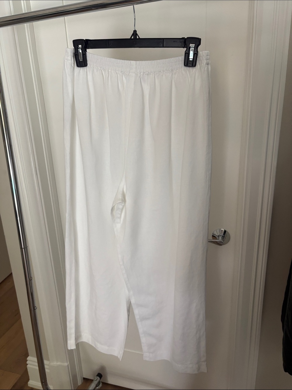 eskandar White Wide-Leg Elastic-Waist Pants